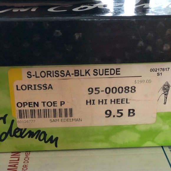 Sam Edelman Lorissa Open Toe Black Suede Studded Heels 9.5 - Picture 5 of 6